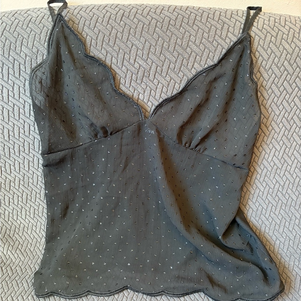 Zara Black Textured sheer Camisole